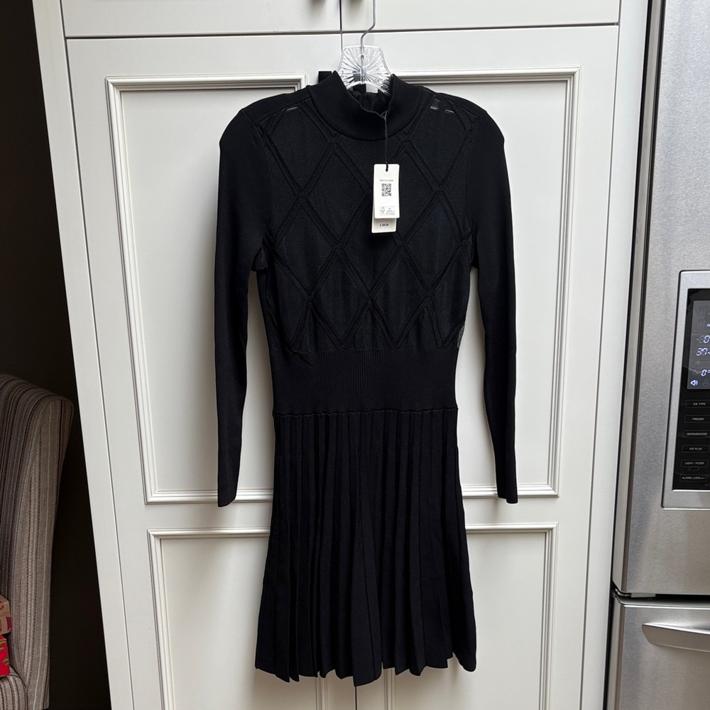 Ted Baker Black Diamond Knit Long Sleeve Dress